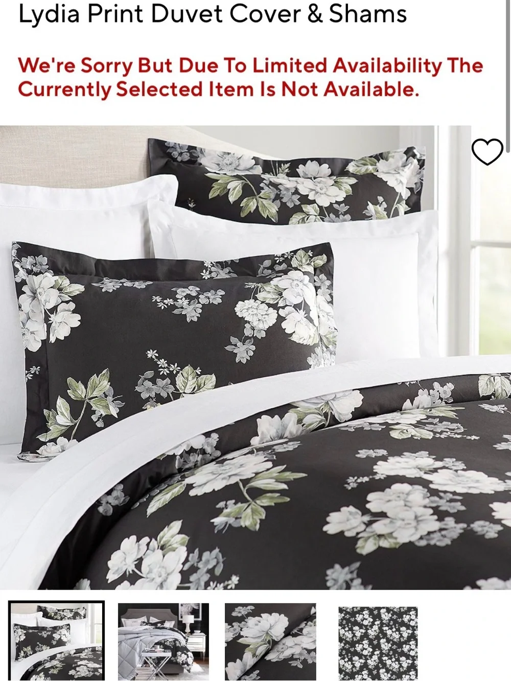 Pottery Barn floral Duvet Cover Set in Black and White